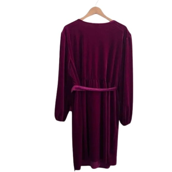 NWT Womens Plus Size 2X Nine West Fuchsia Pink Long Sleeve Velvet Mini Dress NEW - Picture 3 of 3